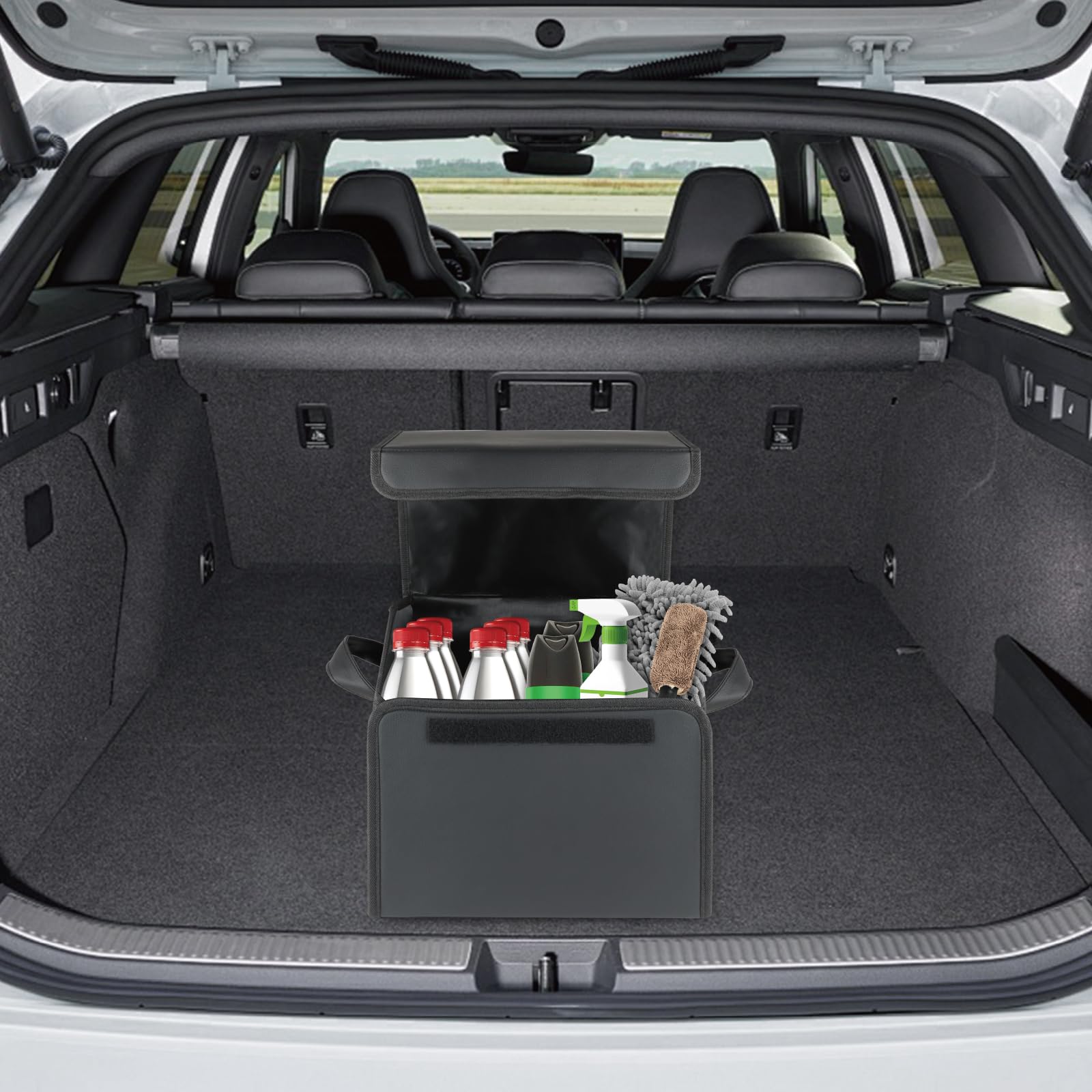 Organizador de Maletero Plegable de PU – Caja de Almacenamiento Multiuso para Coche, SUV y Camión – Gran Capacidad – Base antideslizante – Impermeable