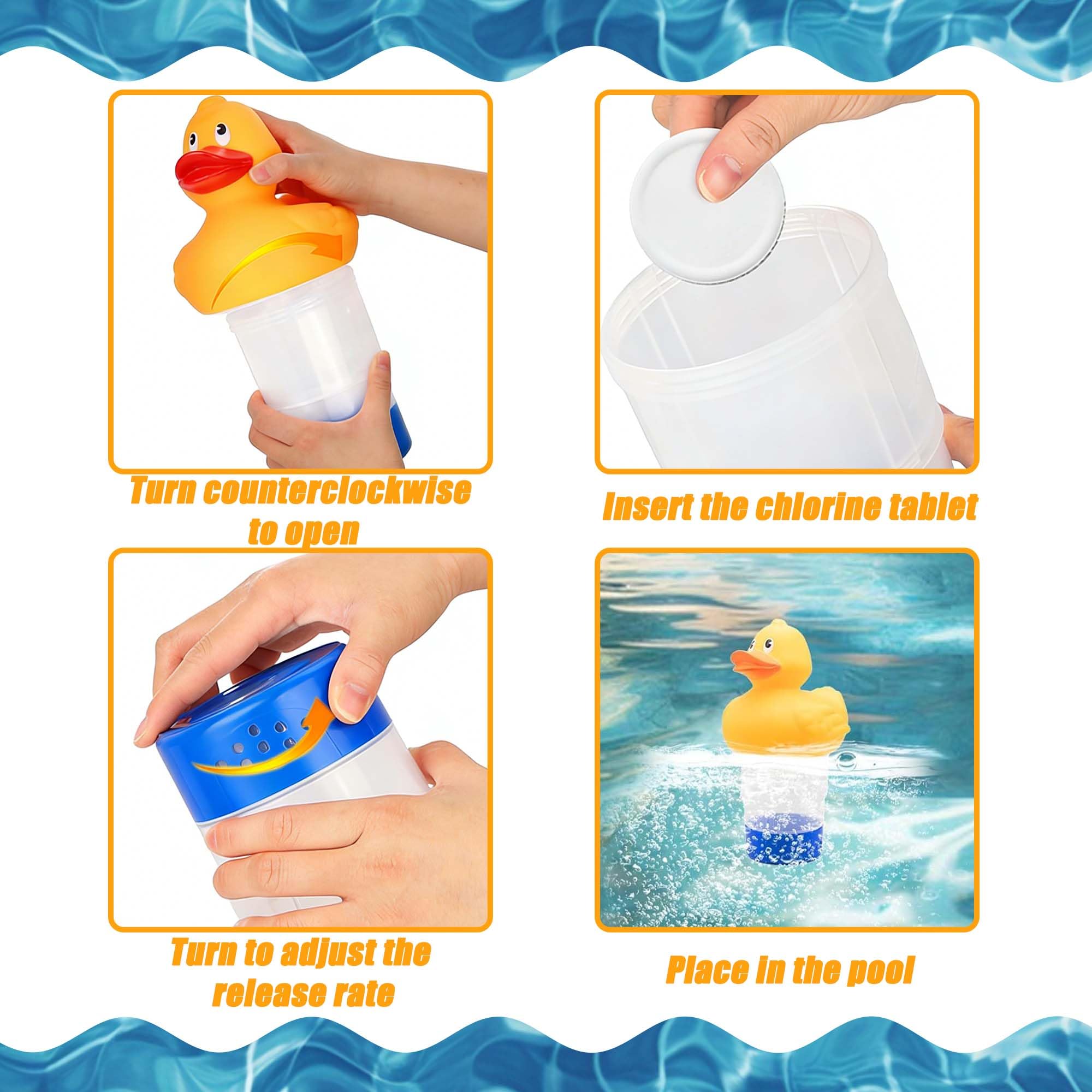 ZAHD Support de Tablette Flottante Distributeur de Chlore pour Piscine Distributeur de Chlore Flottant et de Produits Chimiques Flotteur de Chlore pour Piscine Extérieure pour piscines spas (Jaune)