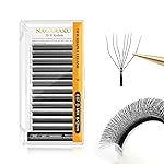 NAGARAKU W Shape Eyelash Extension 7D Cluster Premade Fans Eye Lashes Faux Mink Matte Black Easy Fanning False Eyelashes (0.07mm D curl 8-12mm Mix)
