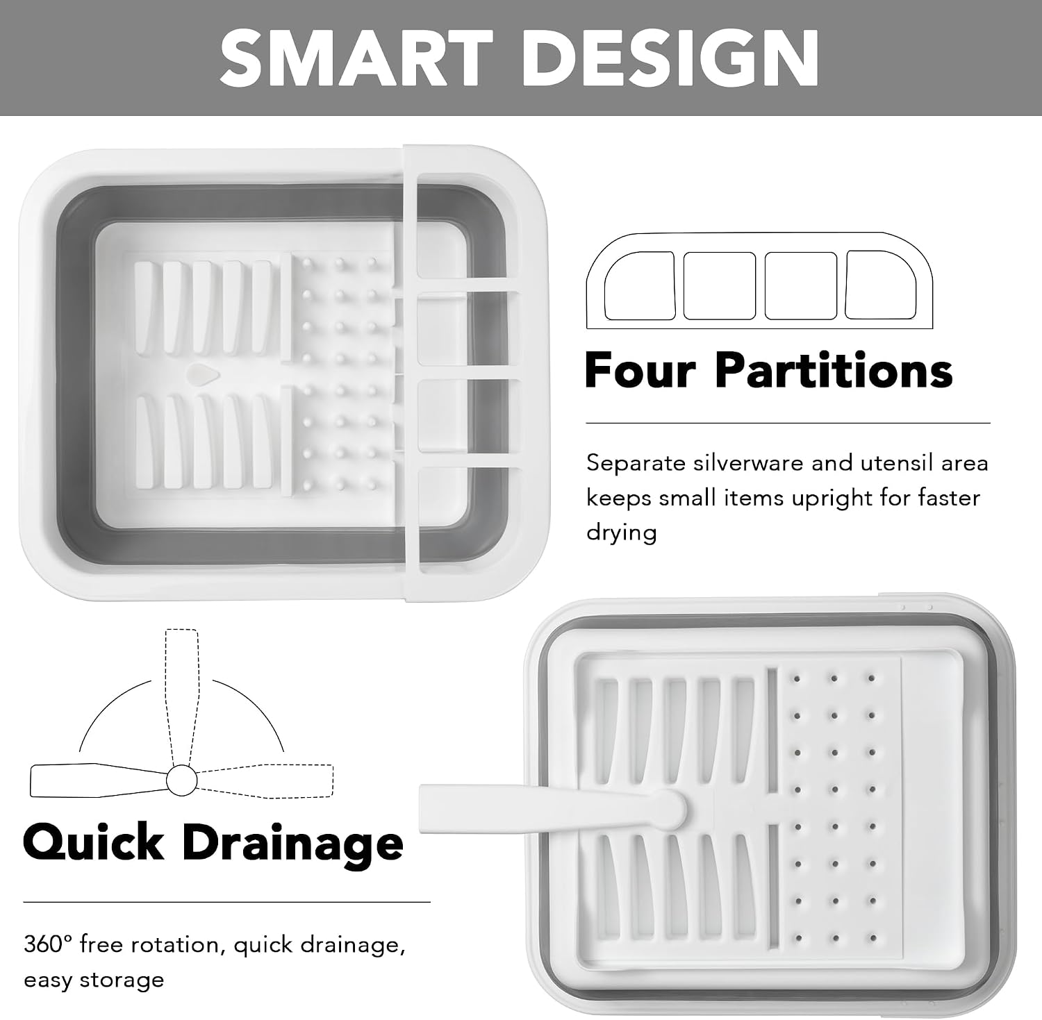 Tiawudi Collapsible Dish Drying Rack, Pop Up Dinnerware Drainer, Portable Plate Organizer for Kitchen RV Campers Travel Trailer, Space Saving Kitchen Storage Tray