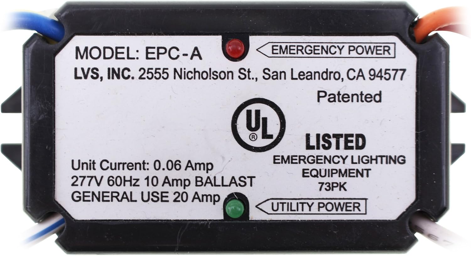 LVS Controls EPCA Emergency Lighting Relay, 06Amp, 277Volt, 10A