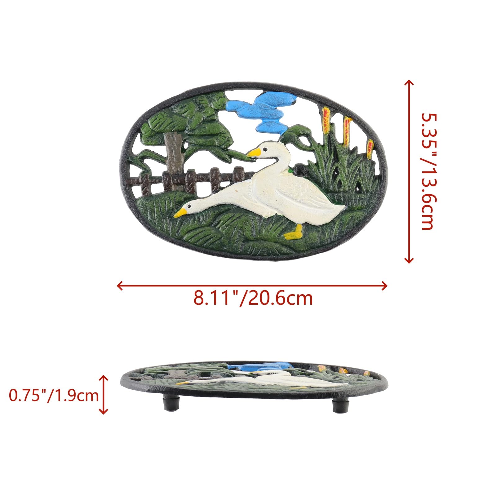 Dessous de plat ovale en fonte pour casseroles chaudes, 20,6 cm