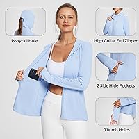 Vista 4 de Baleaf - Sudadera con capucha de protección solar para mujer, ligera, de manga larga, para cubrirse del sol