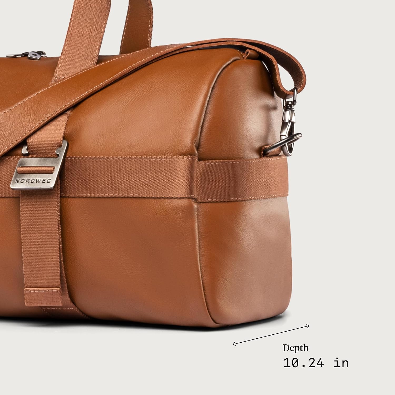 Weekend Leather Bag Dolomites NW103 | Full-Grain Leather Duffel for Luggage, Carry-On, Weekender, Cabin Use (Caramel)