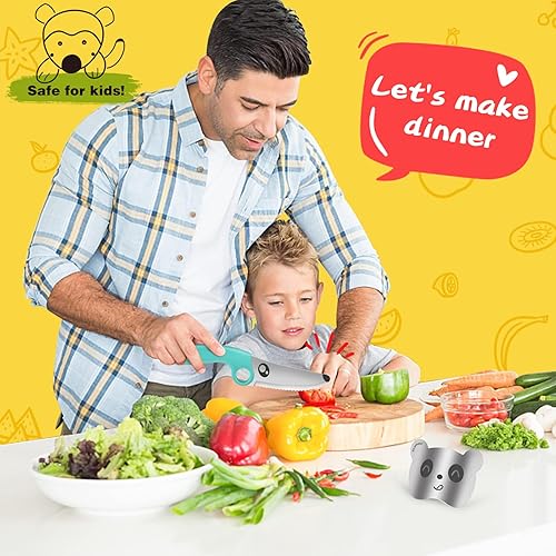 Miniatura 7 de Juego de cuchillos para niños para cocina real con protector de dedos y anillo educativo, juego de herramientas Montessori de cocina para