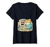 Women's Future Coder Cat Programming Kitten Toddler Youth Gaming V-Neck T-Shirt