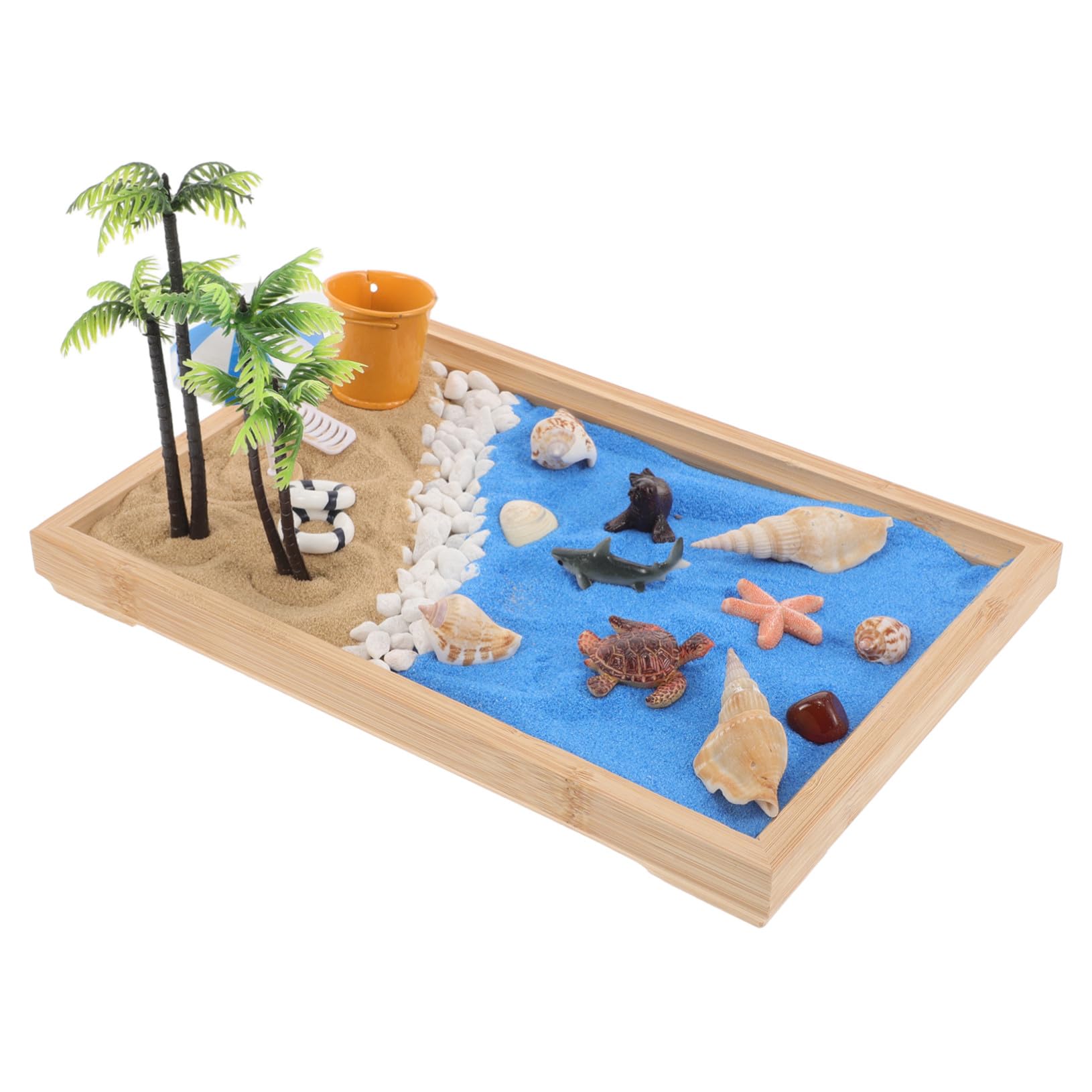 Mini Jardín Zen Japonés de Resina y Arena para Decoración de Mesa y Escritorio, Estilo Simple y Creativo Temática de Playa para Hogar y Oficina