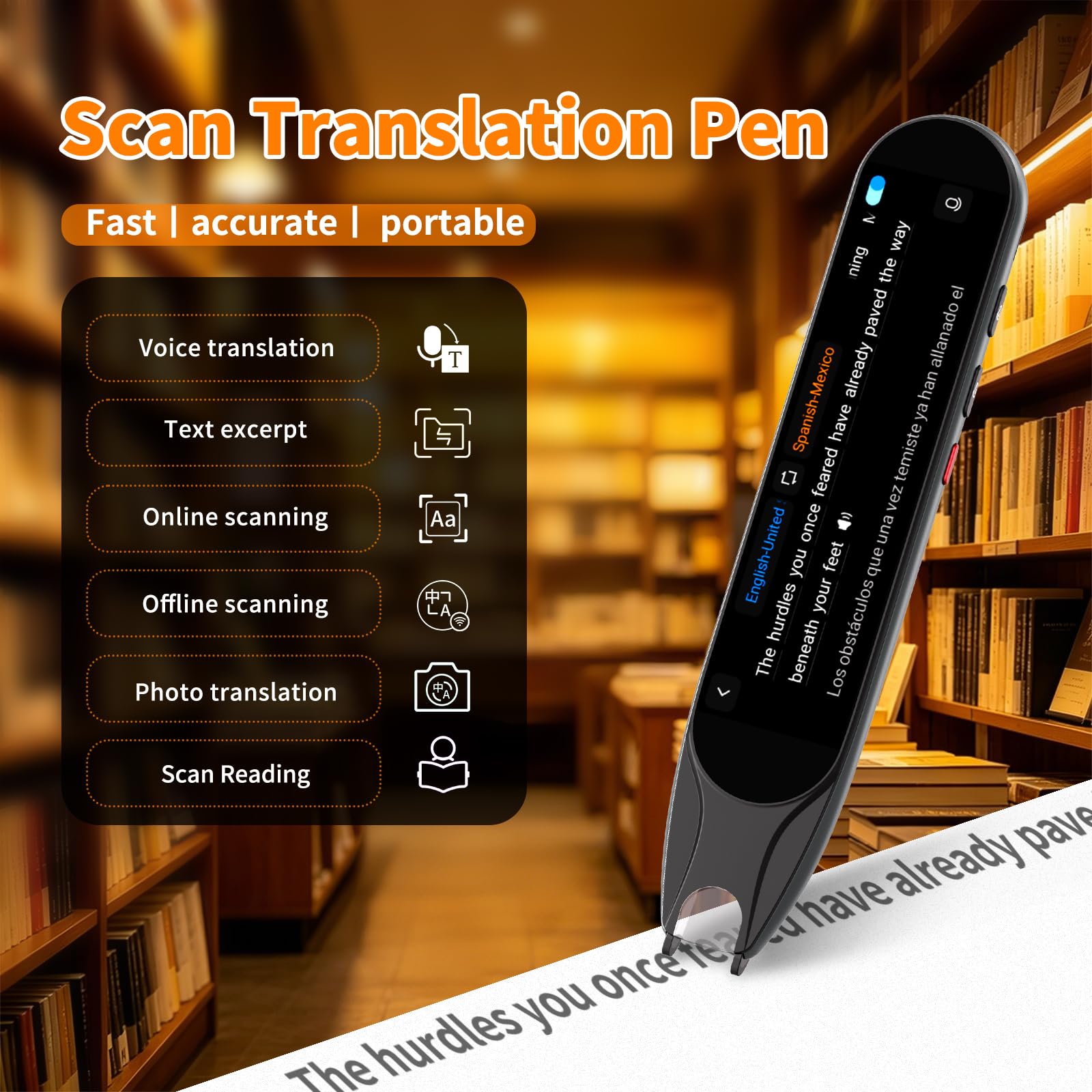 Bolígrafo de traducción y escaneo para estudiantes de idiomas, dislexia y dificultades de aprendizaje, bolígrafo traductor para 142 idiomas (gris)