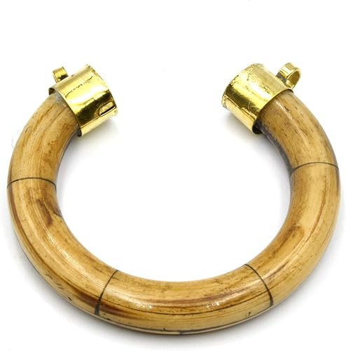 Miniatura 5 de Colgante de hueso  Colgante de media luna redondeada con doble fianza dorada  Media luna blanca marrón negro, Cobre, No es una piedra preciosa