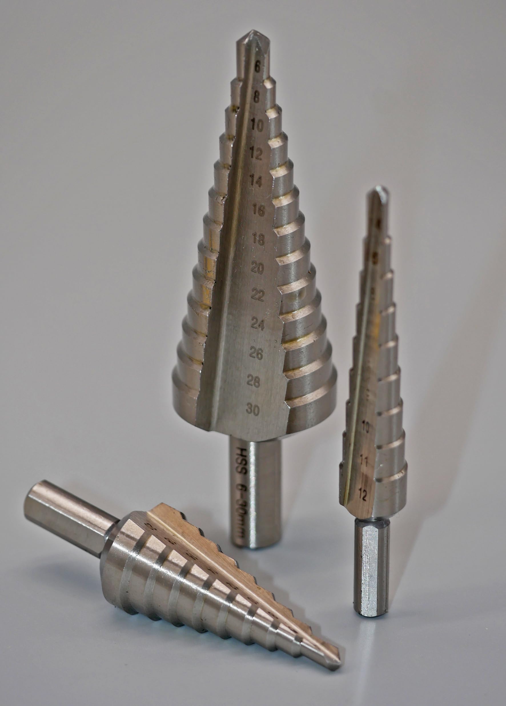 Stufenbohrer HSSG gerade genutet | Stufenbohrer Set in Rose-Kunststoffbox in 4-12mm / 4-20mm / 6-30mm | Stufenbohrersatz Art. Nr. 39403100