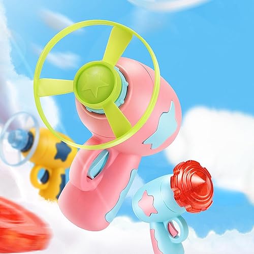 Miniatura 4 de 3IN1 - Lanzador de disco volador para niños con 1 pistola de platillo volador, 4 gatos, paracaídas, 1 hélice luminosa, 1 giroscopio luminoso para