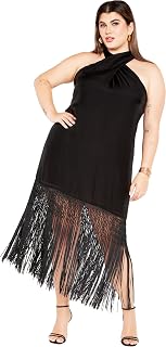 City Chic Women's Plus Size Calypso Fringe Dress