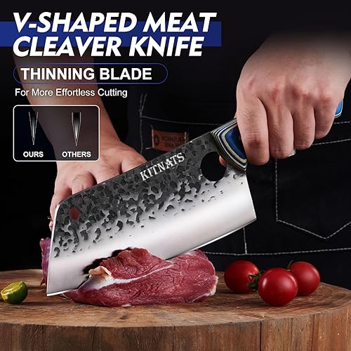 Miniatura 3 de Juego de cuchillos de carnicero de 3 piezas, juego de cuchillos de cocina forjados a mano, cuchillo para picar huesos y cuchillo de carne y cuchillo