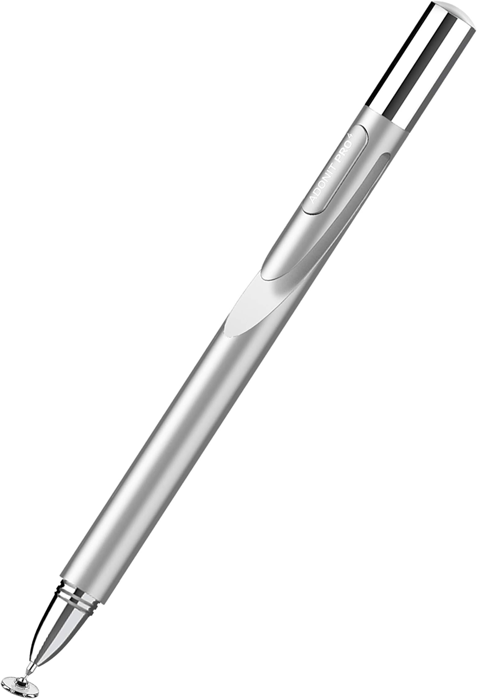 Adonit Pro 4 A Luxury, High-Precision Disc Stylus for iPad/iPhone Xs Max/XS/XR/X/8/Plus, Samsung Galaxy Fold/ S10+/ S10 /S9, Android, Kindle, Windows, Tablets and All Touchscreens (Silver)