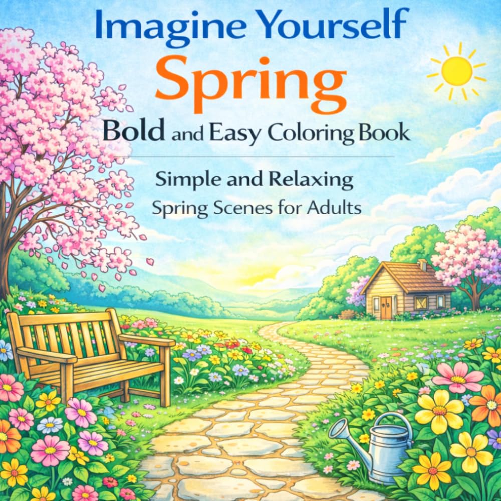 Imagine Yourself Spring Bold and Easy Coloring Book: Simple and Relaxing Spring Scenes for Adults (Imagine Yourself Coloring Series)