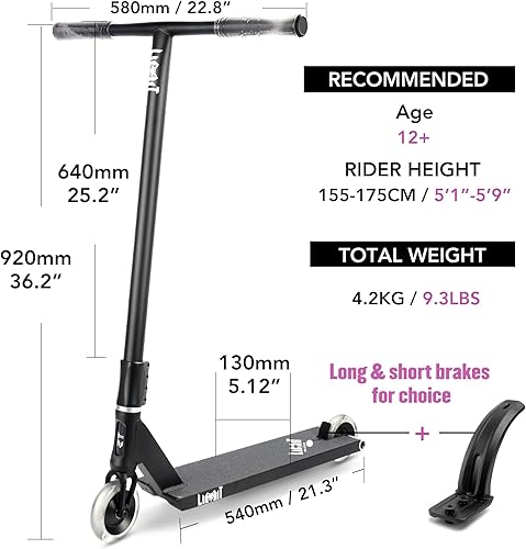 Miniatura 2 de Limit LMT70 Pro Street Scooter especificaciones de nivel profesional, scooter de truco, SCS, 4 pernos para adultos, tamaño intermedio y avanzado,