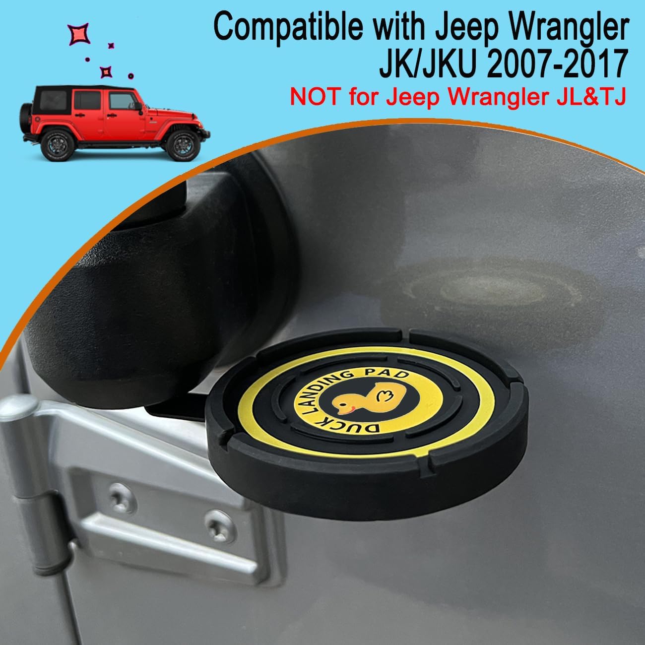 Duck Landing Pad for Jeep,Side Mirror Duck Holder Compatible with Jeep Wrangler JK JKU 2007-2018, Duck Landing Zone Mirror Mount，Black