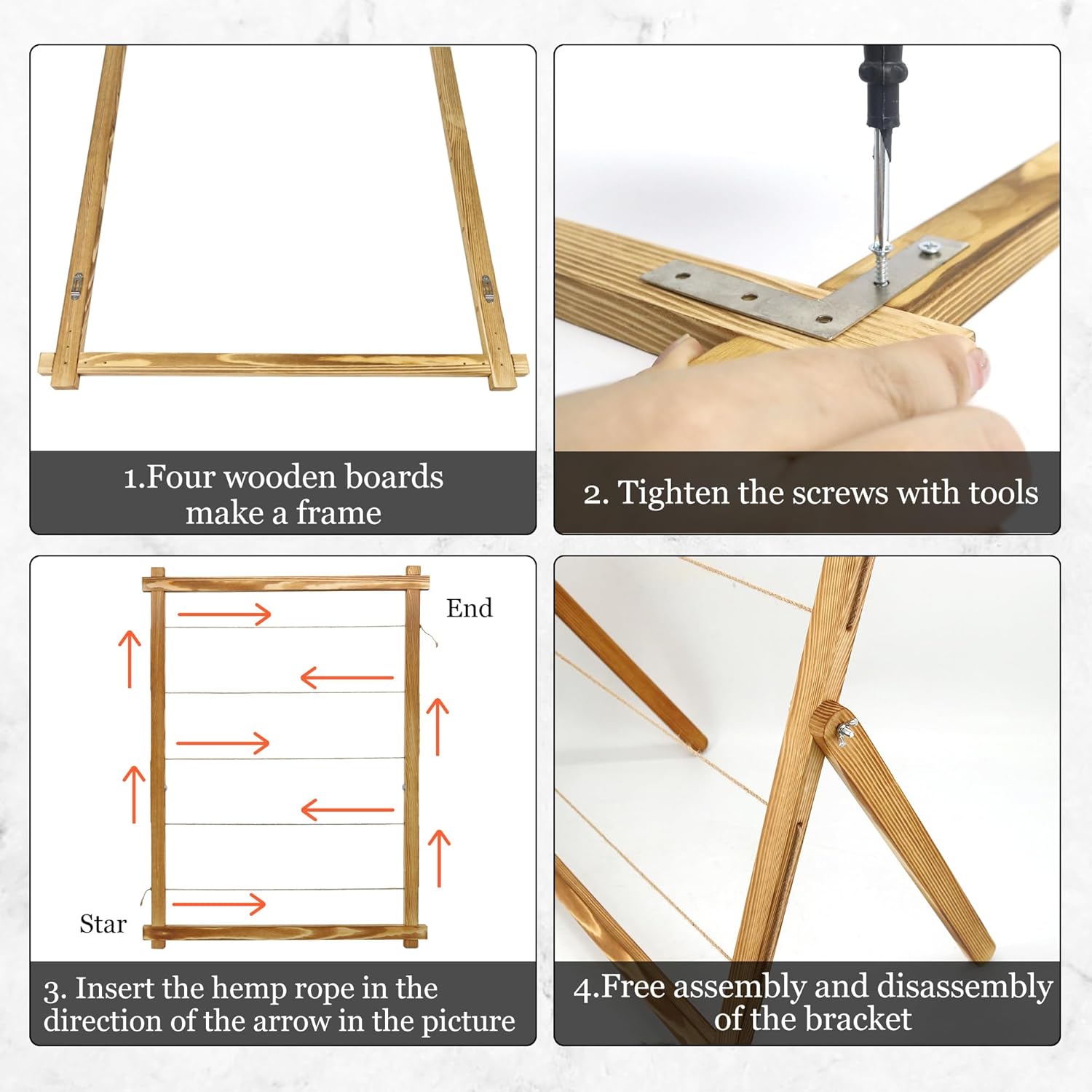Freestanding Photo Display Board with Clips, Stable Tabletop Picture Frame Stand Holds 30+ Photos, Graduation Centerpiece Decorations 2026, Wooden Board for Photos, Artworks (Carbonized)