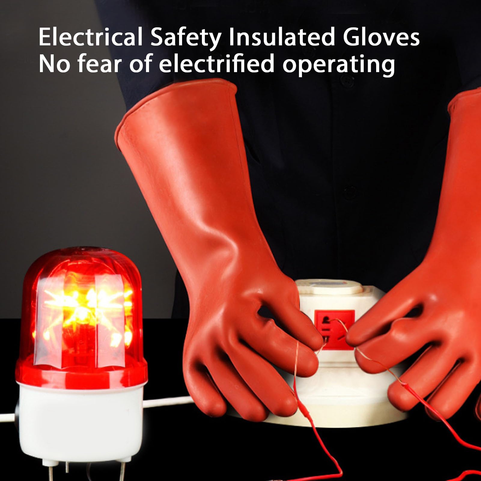 Srliya Guantes de trabajo de seguridad, 5000 V, 12 KV, con aislamiento eléctrico, de goma de alta tensión, guantes de goma aislados eléctricamente