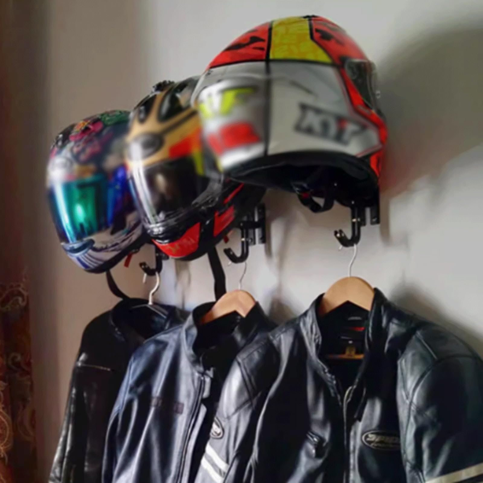 Helmständer aus Metall, Holzständer, Club-Präsentationsständer, wandmontierter Motorradhelm-Kleiderhaken, schadet dem Helm Nicht