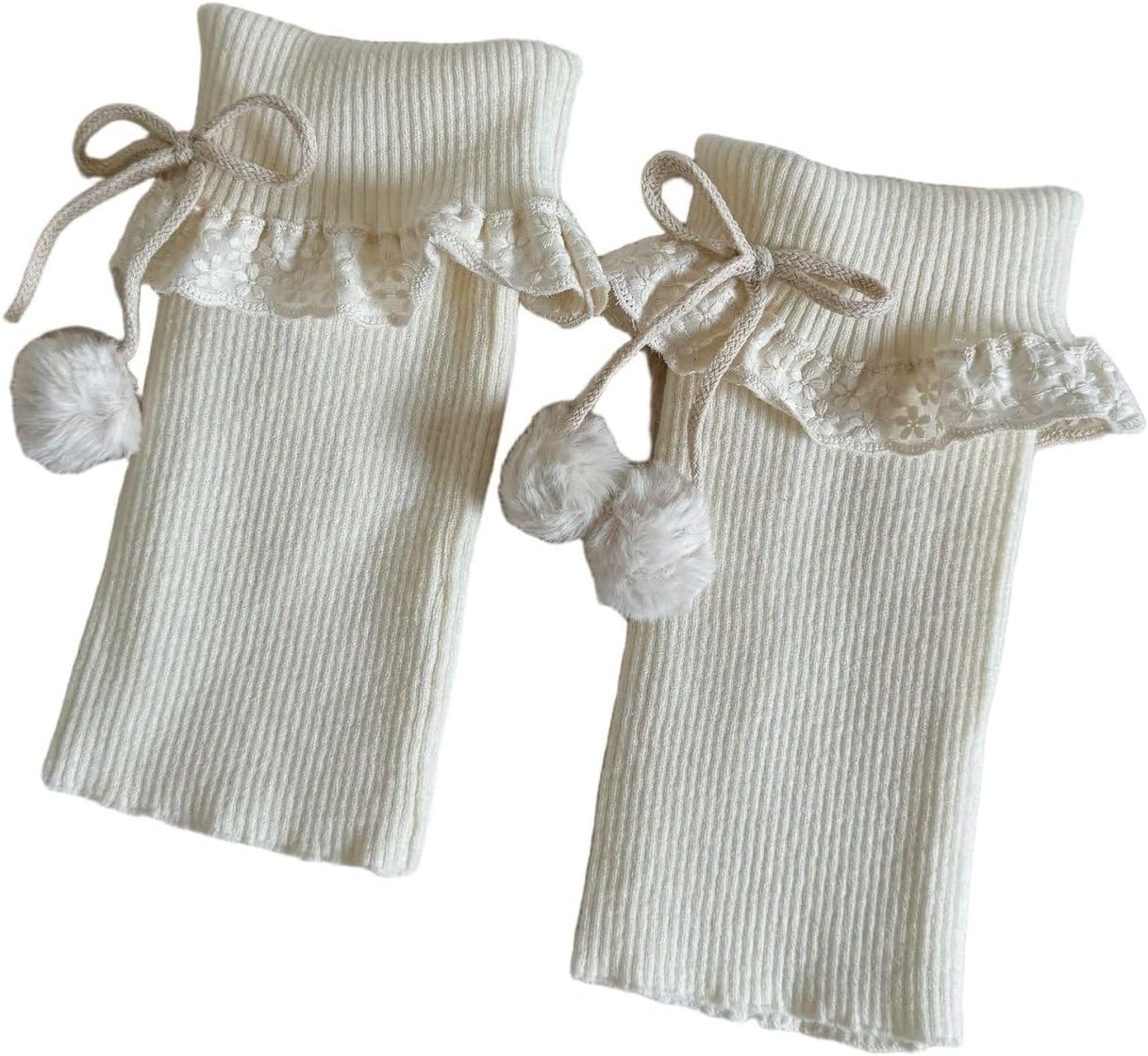 Women's Y2K Cute Bow Lace Trim Knit Warm Leg Warmers Accessories for Party Yoga Sports