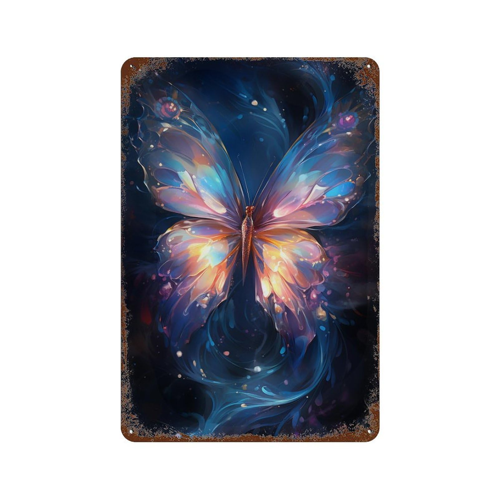 Garage Style Enchanted Butterfly Artwork Decorative Tin Sign 11.8"x7.9", Novelty Wall Decor for Bar And Workshop
