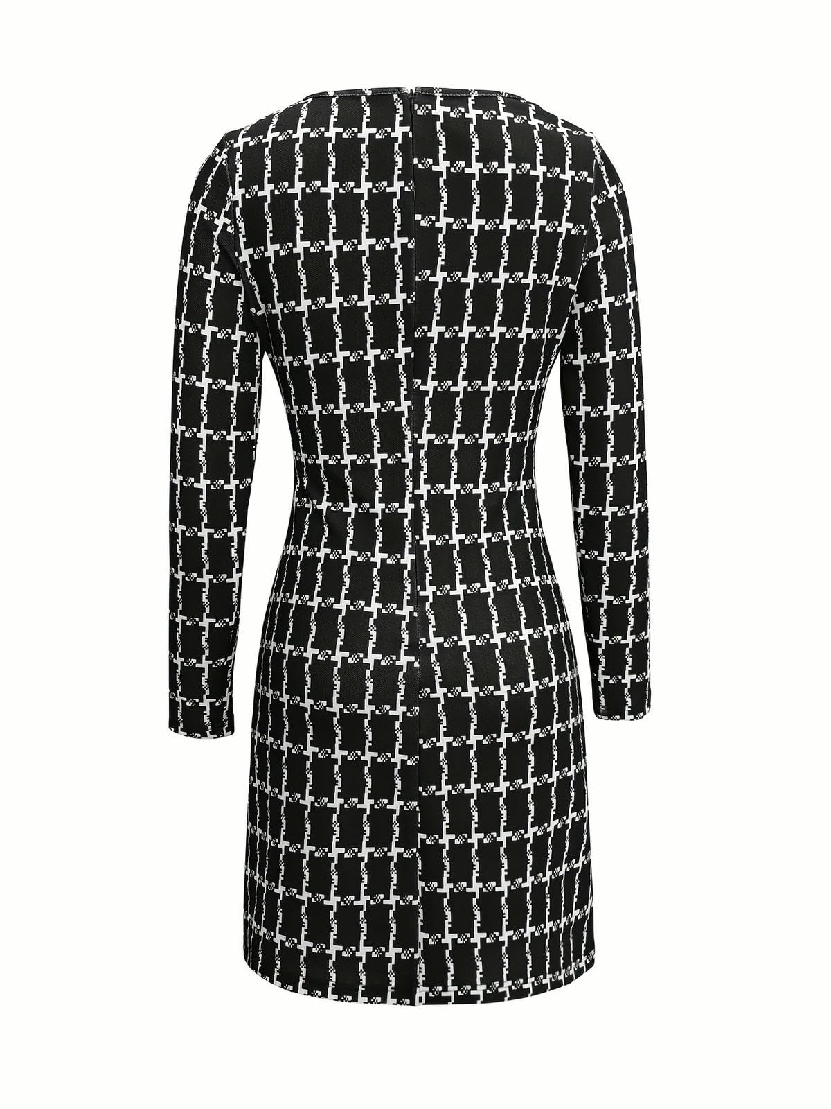 Summer Dresses For Women Women's Square Neck Long Sleeve Button Print Dress Elegant Commuter Slim