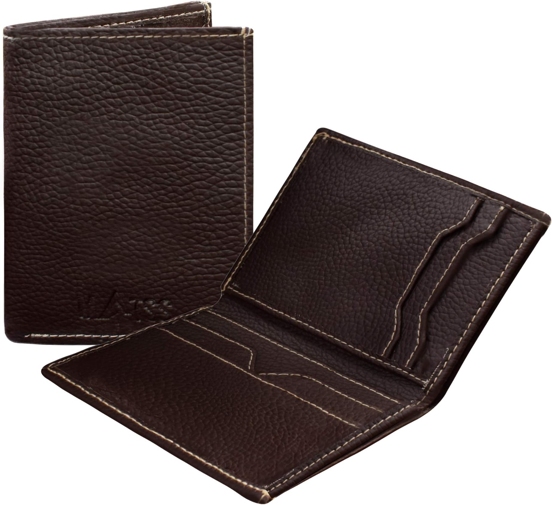MATSSCoffee Brown Faux Leather ATM Card Case for Men & Women/Money Clip/Credit Card Holder