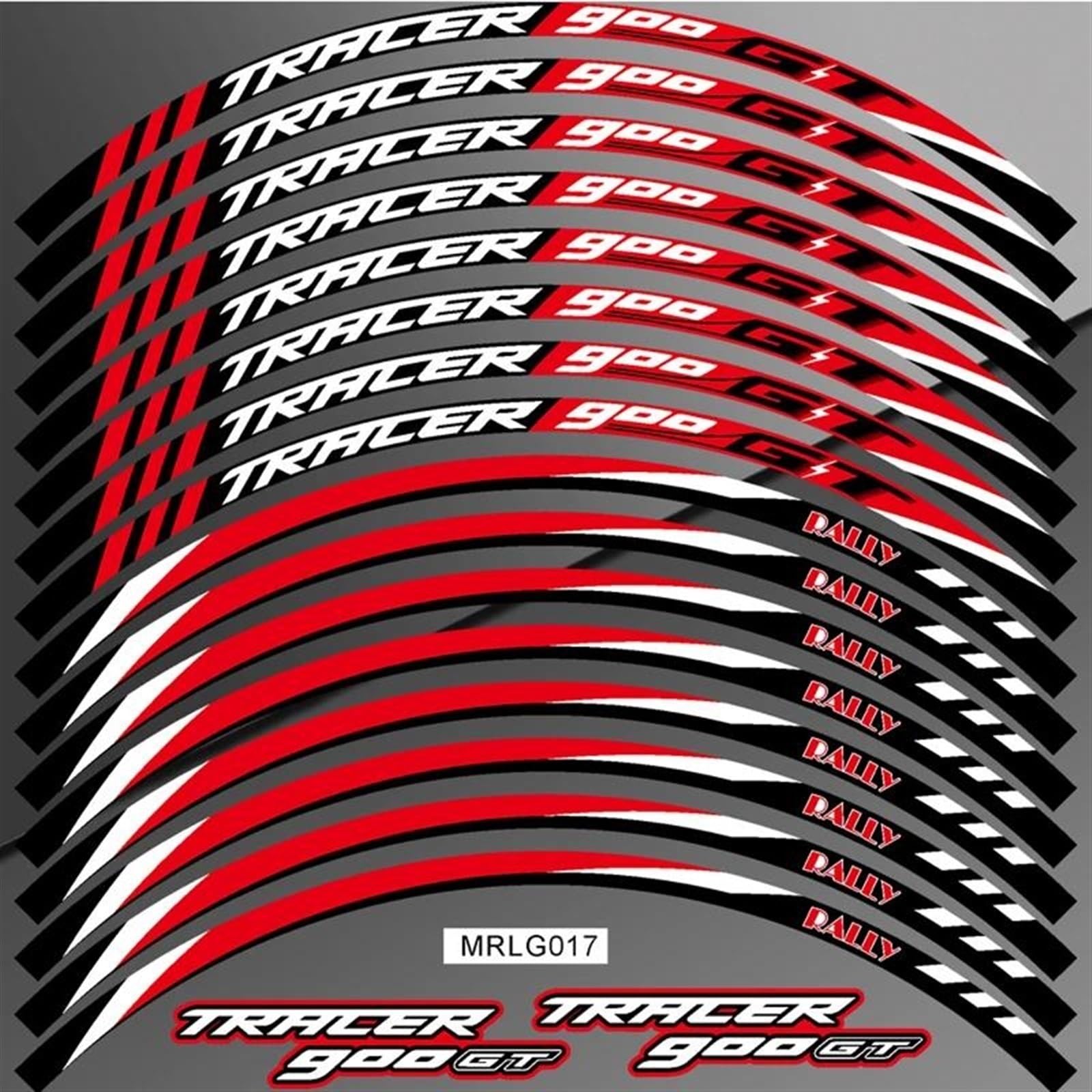 17” Motorcycle Wheel Rim Reflective Sticker Decals for Yamaha Tracer 900 GT TRACER900 TRACER900GT Decorative(Rosso)