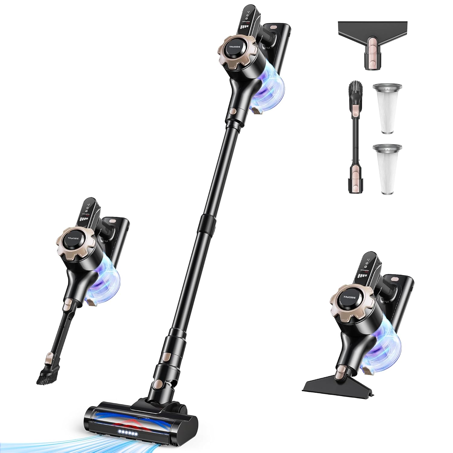 Trucozie Cordless Vacuum Cleaner 8-in-1 Lightweight Stick Vacuum with 45mins Runtime Powerful Suction Vacuum Cleaners for Home Hardwood