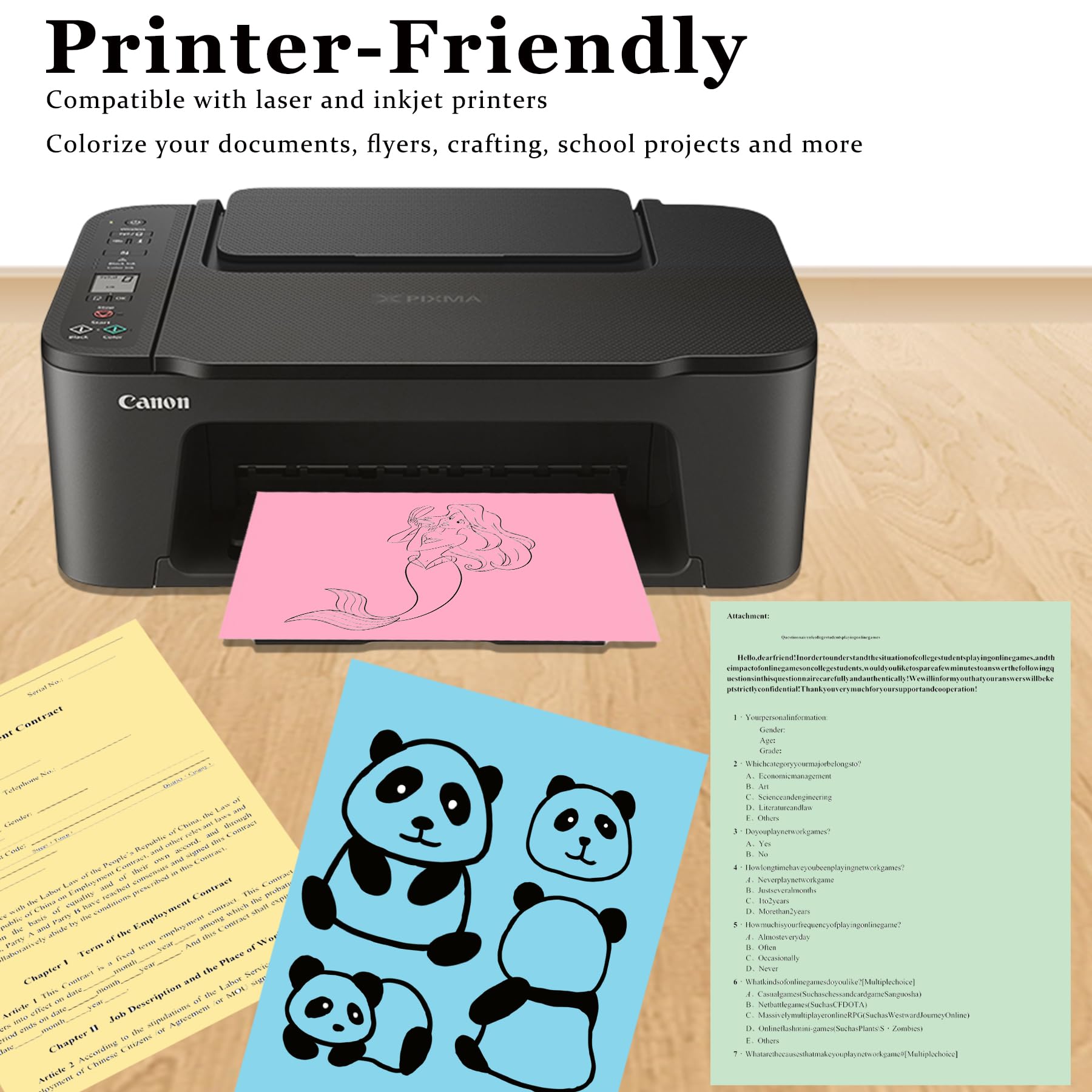 600 Sheets Colored Paper 8.5 X 11 - Color Printer Copy Paper 22lb/80gsm Double Sided Origami for DIY Art Craft,5 Pastel Colors - Image 7