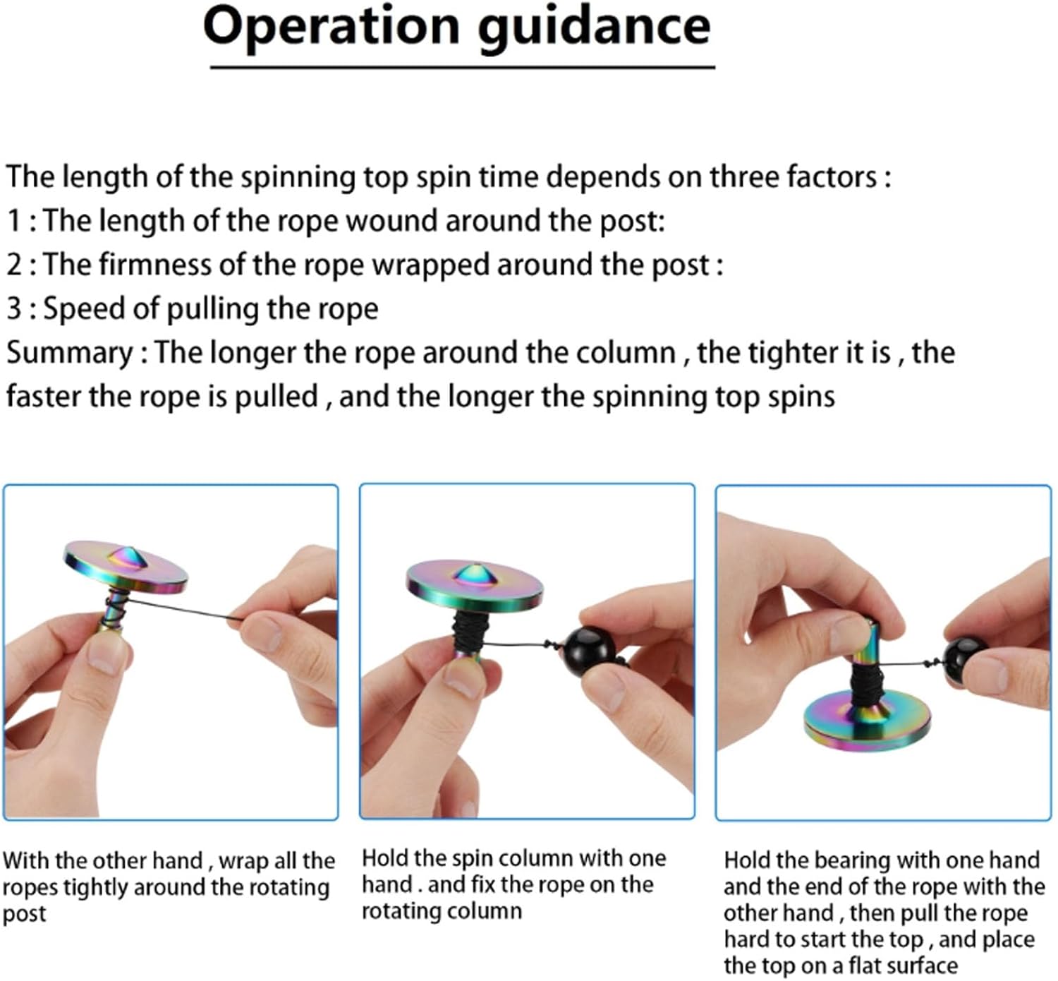 Premium Spinning Top with String, 304 Stainless Steel Anty-Gravit Gyroscope, Perfect Balance, Spin Long Time More Than 15 Minutes,Stress Relief Kill Time Toys (L/Colorful)