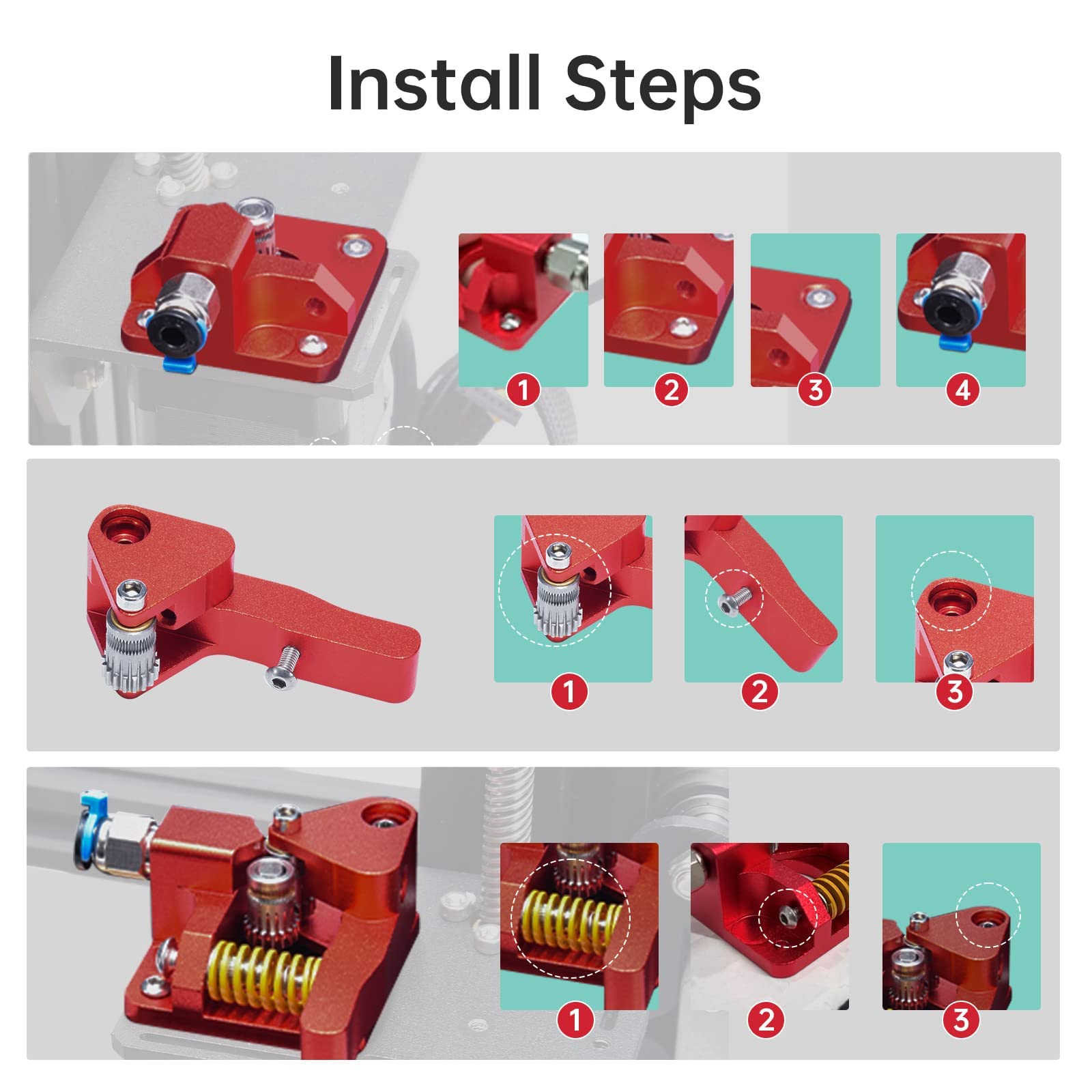 BIGTREETECH Upgrade Dual Gear Ender 3 wytłaczarka 1,75 mm, części 3D, podwójna rolka aluminiowa Mk8, wytłaczarka do CS6-SE CR10, CR-10S, CR 10 PRO, Ender 3, Ender 3 Pro