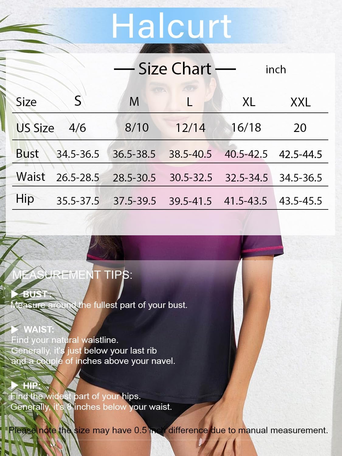 Halcurt Women's Short Sleeve Rash Guard Swimsuit Top with Built in Bra Swim Shirt UPF50+ Quick Dry Bathing Suit - Image 6