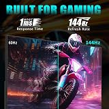 Viewedge Monitor de jogos 27 polegadas FHD 144hz, 1ms IPS 1080p monitor de computador com 110% sRGB, filtro bluelight, porta HDMI e VGA, suporta sincronização livre e montagem na parede — imagem 2