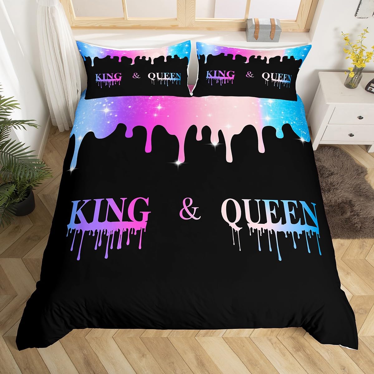 Couvre-lit de mariage adulte Homemissing parure de lit Mr Mrs le cadeau idéal pour de jeunes mariés