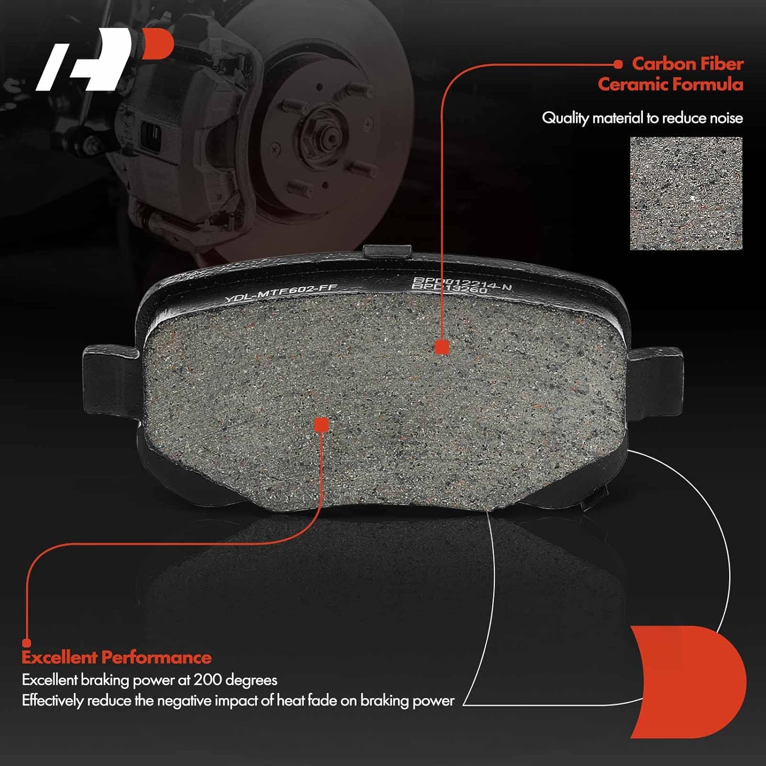 A-Premium Rear Ceramic Brake Pads Set Compatible with Dodge, Ford, Volkswagen, Ram, Mercury and Chrysler Models - Town & Country, Grand Caravan, Journey, Freestar, Monterey, C/V, Routan