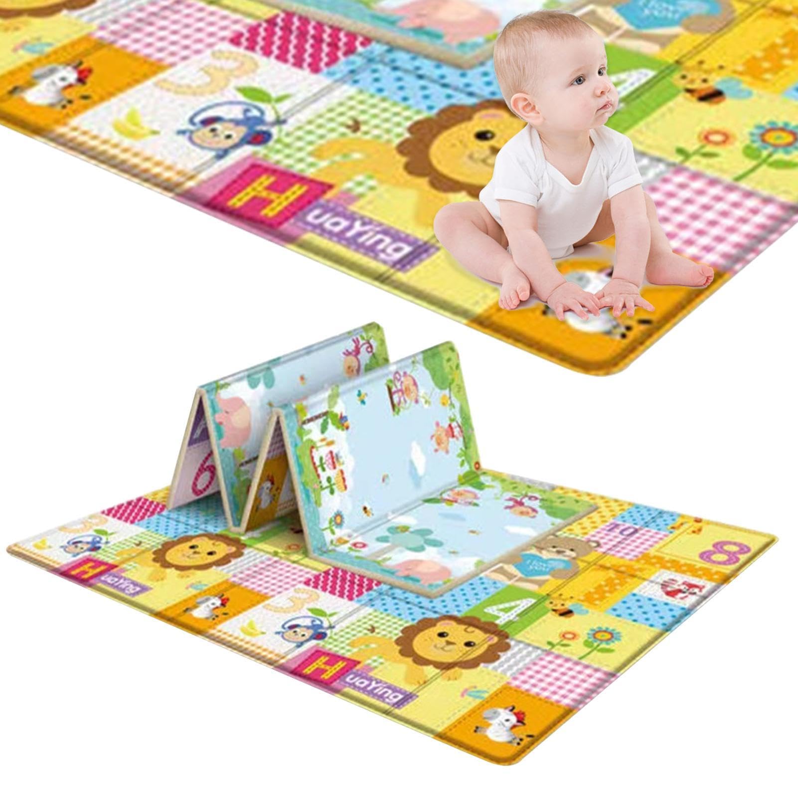 Tapis De Jeu pour Nt Bebe Double Face Appliquer À L'intérieur Et L'extérieur Non Toxique 180x100cm Tapis De Sol XXL en Mousse Epais Pliable Reversible Imperméable