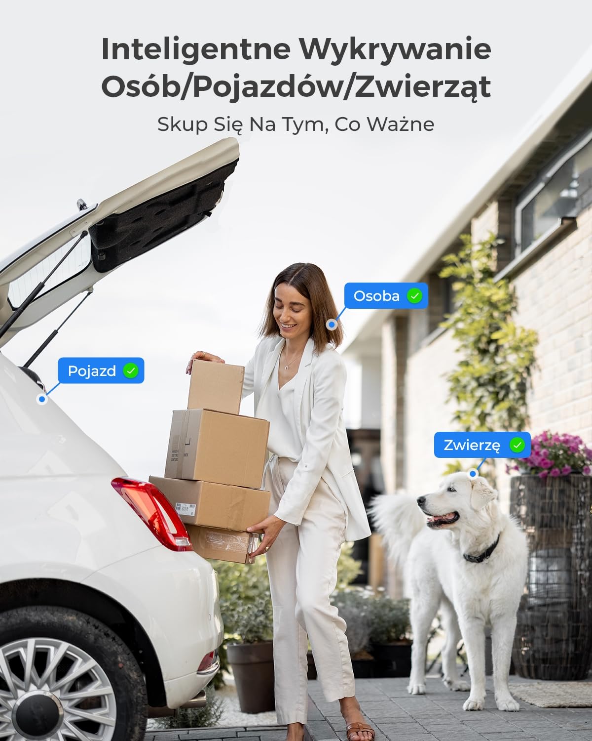 Reolink 4K PoE System Bezpieczeństwa z 5-krotnym Zoomem Optycznym, Reflektorami z Kolorową Noktowizją, 8CH NVR z 2TB HDD, Wykrywaniem Osób/Pojazdów/Zwierząt, Dwukierunkowym Dźwiękiem, IP67, RLK8-811B4