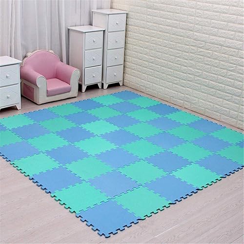 Miniatura 2 de Tapete de juego de espuma EVA para niños de 11.8 x 11.8 pulgadas, tapete de ejercicio de rompecabezas entrelazado para protección y guardería (azul