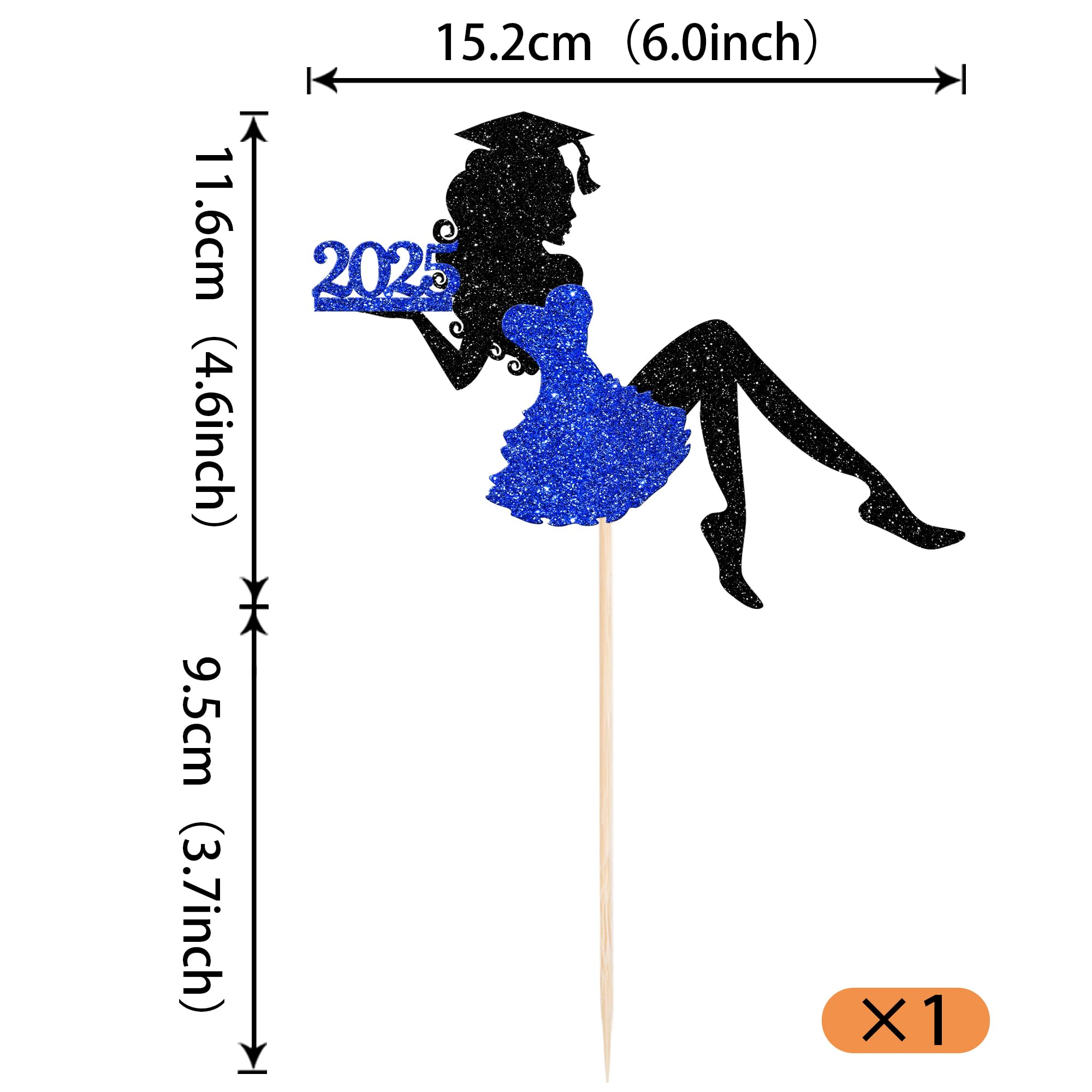 Graduation Cake Topper 2025 Grad Party Decoration Glitter Cap Diploma Food Picks Table Ideas Green Gold