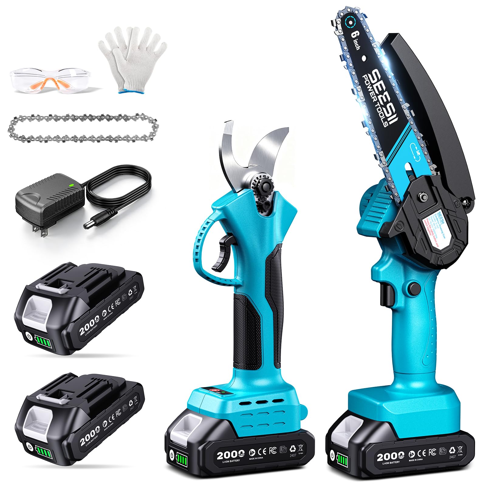SEESII 2-in-1 Mini Chainsaw and Pruning Shears