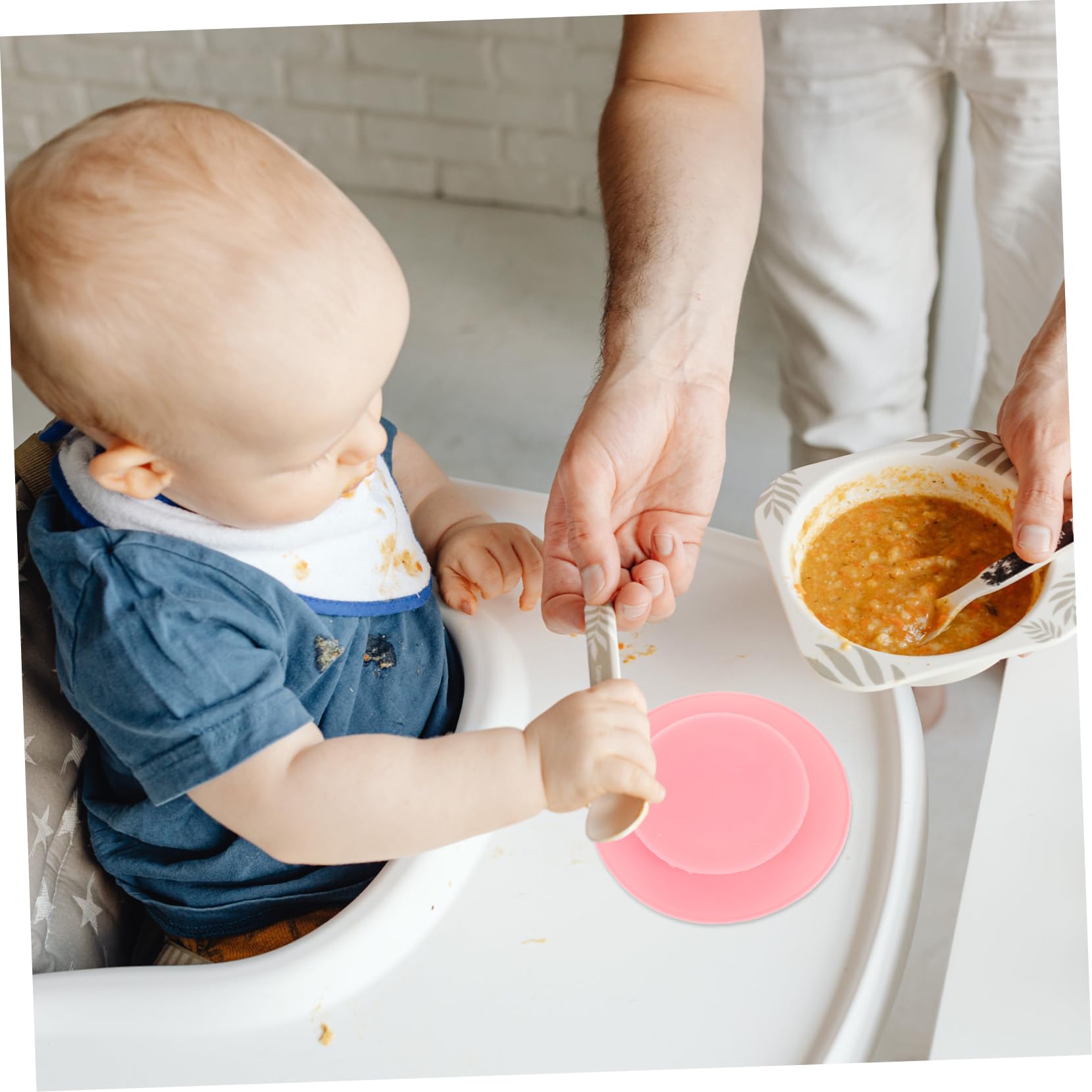 Cabilock 3pcs Kids Bowl Sucker Silicone Bowl Suction Cup Tableware Fixing Sticker Random Color