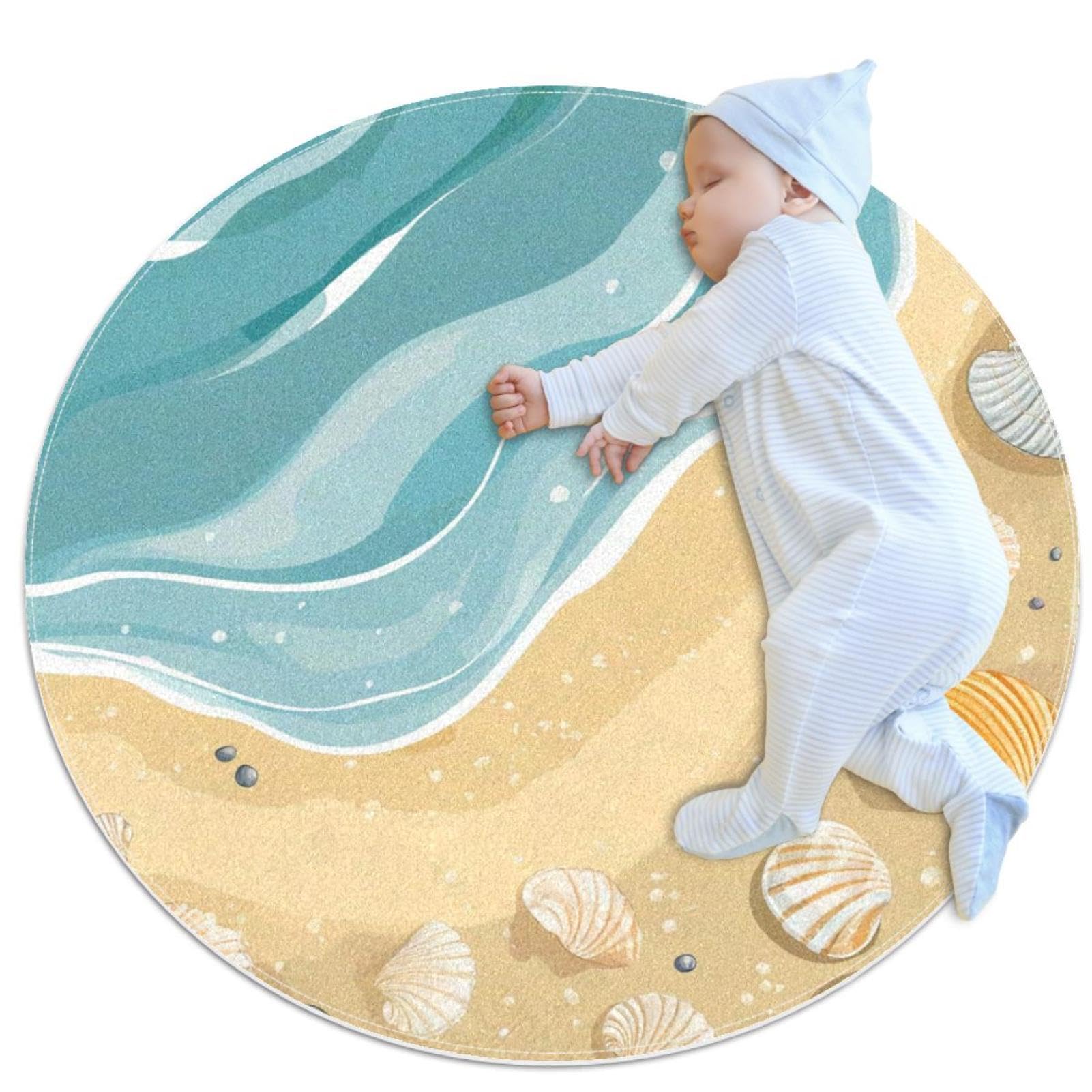 Tapis de douche rond plage 1m pour sécuriser le sol de la salle de bain