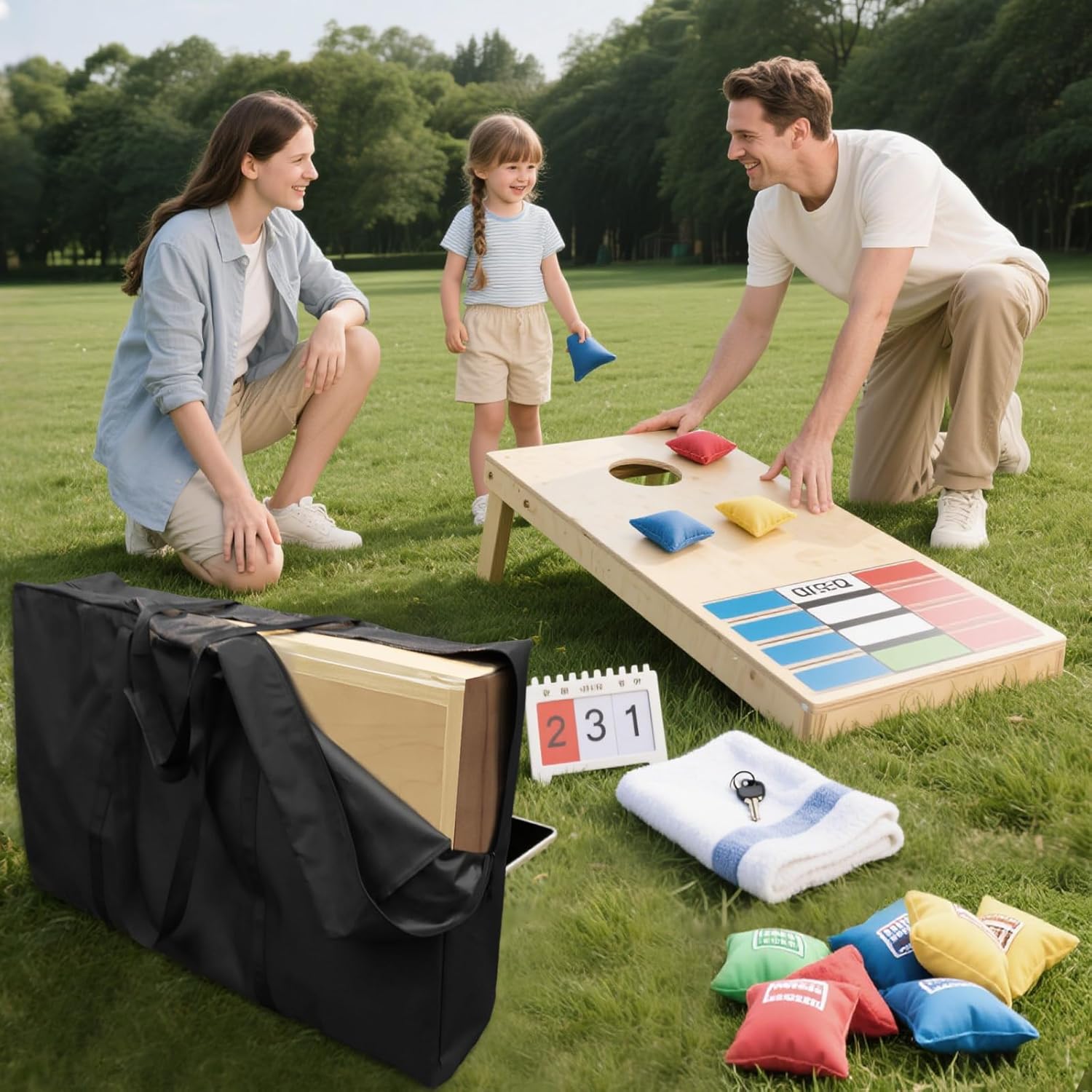 Cornhole Carrying Case with Shoulder Strap Fits 4' x 2' Regulation Size Board, Waterproof Cornhole Carry Bag for Cornhole Outdoor Games