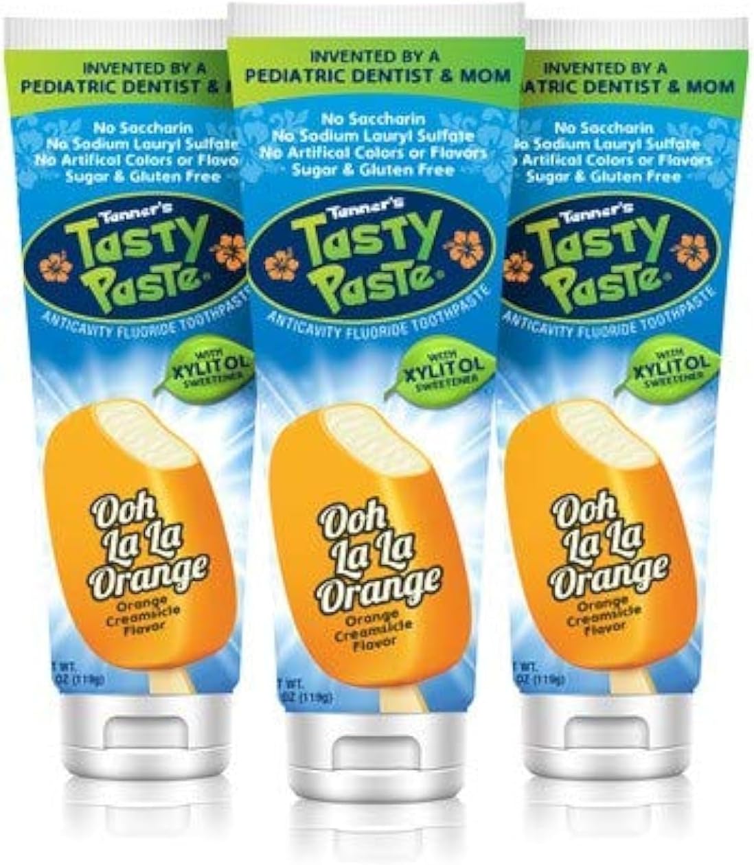 Ooh La La Orange - Anticavity Fluoride Children’s Toothpaste/Great Tasting, Safe, and Effective Vanilla Flavored Toothpaste for Kids (3-Pack)