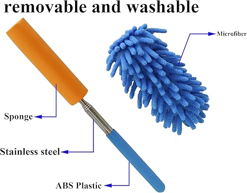Miniatura 4 de zdyCGTime Plumero de microfibra, plumero de mano de microfibra, herramienta de limpieza de microfibra lavable, plumeros extensibles para limpieza de