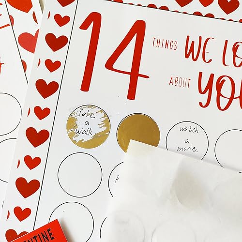 Miniatura 3 de Tarjetas para raspar el día de San Valentín, 14 cosas que amamos de ti, 2 piezas de calendario de Adviento del día de San Valentín, regalo
