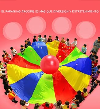 Parachute, Rainbow Color Parachute Game for Children Sports Activities Parties Group Exercises Outdoors (2 m)