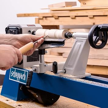 Scheppach DM500T Ahşap Torna Tezgahı | Parçalar 500 mm uzunluğa kadar / Ø 350 mm M18 adım ucu ile donatılmış tahrik, 4 adet çubuk, 175 mm tezgah yüksekliği